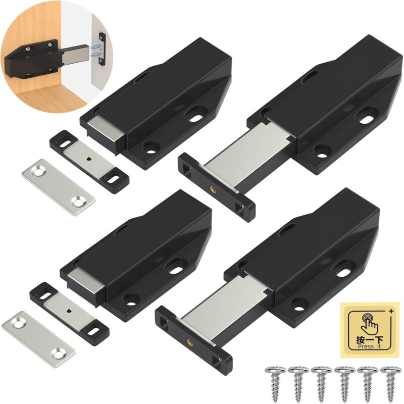 Stücke Push Open Türschnäpper Magnet Schrank Schubladenschnäpper Magnetverschluss System Tür Push Lock Dämpfer für Schranktür Schwarz