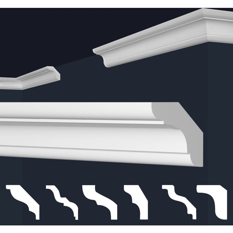 Marbet Design - Stuckleisten xps Styropor weiß 2 Meter Deckenleisten Wandleisten E-Leisten Modelle: E-24 / 29x29mm, 1-Innenecke / 1-Außenecke