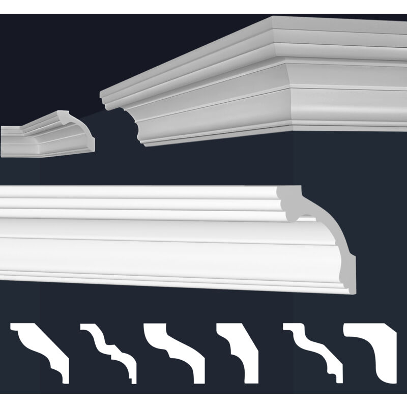 Marbet Design - Stuckleisten xps Styropor weiß 2 Meter Deckenleisten Wandleisten E-Leisten Modelle: 2 Meter / 1 Leiste, E-38 / 63x63mm