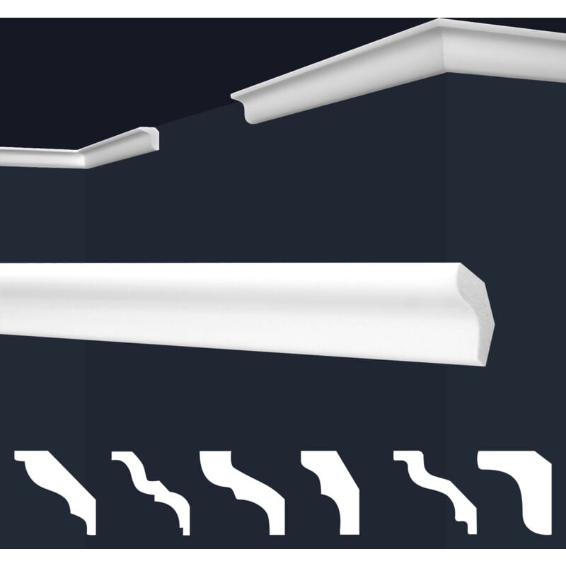 Marbet Design - Stuckleisten xps Styropor weiß 2 Meter Deckenleisten Wandleisten E-Leisten Modelle: E-3 / 22x25mm, Max. Paket (bester Meterpreis)