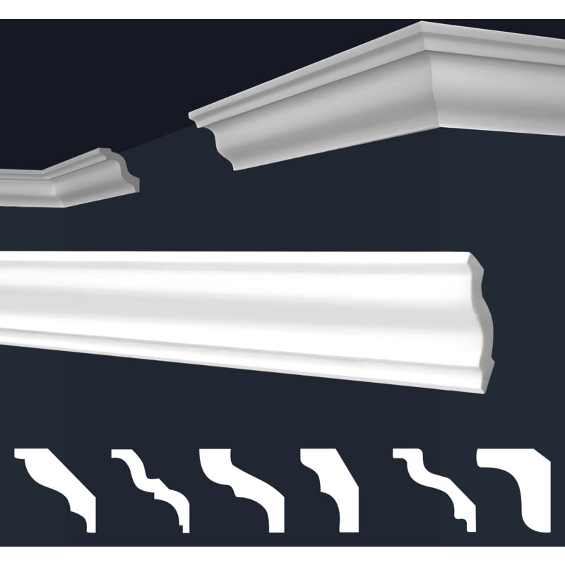 Marbet Design - Stuckleisten xps Styropor weiß 2 Meter Deckenleisten Wandleisten E-Leisten Modelle: E-5 / 40x45mm, 30 Meter / 15 Leisten