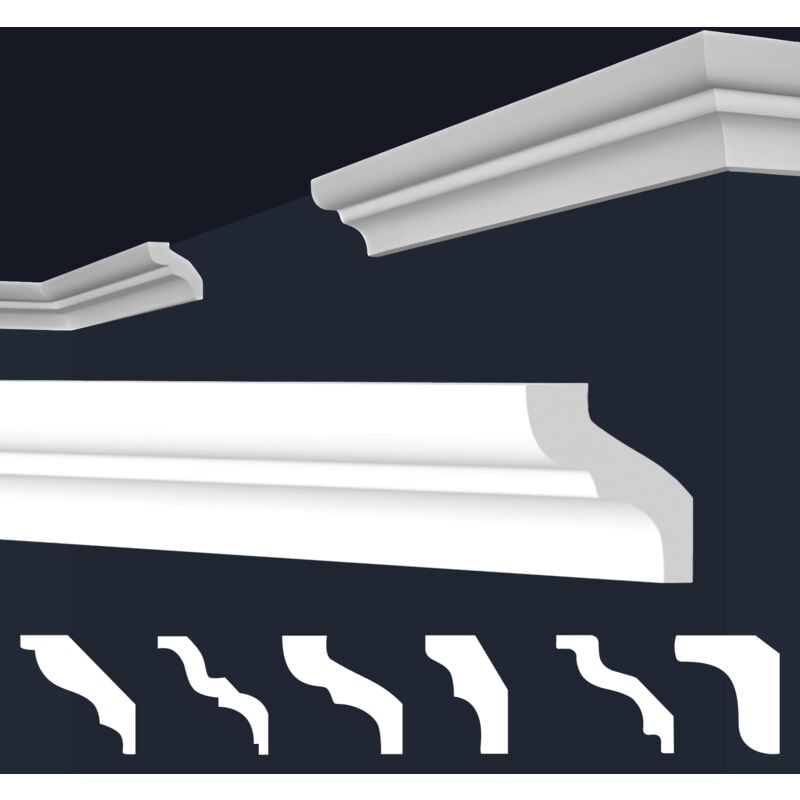 Marbet Design - Stuckleisten xps Styropor weiß 2 Meter Deckenleisten Wandleisten E-Leisten Modelle: E-6 / 32x33mm, 40 Meter / 20 Leisten