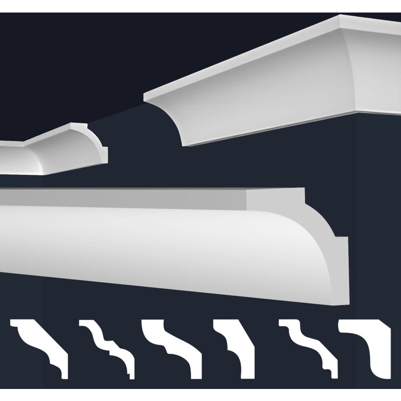 Marbet Design - Stuckleisten xps Styropor weiß 2 Meter Deckenleisten Wandleisten E-Leisten Modelle: E-12 / 50x50mm, 50 Meter / 25 Leisten