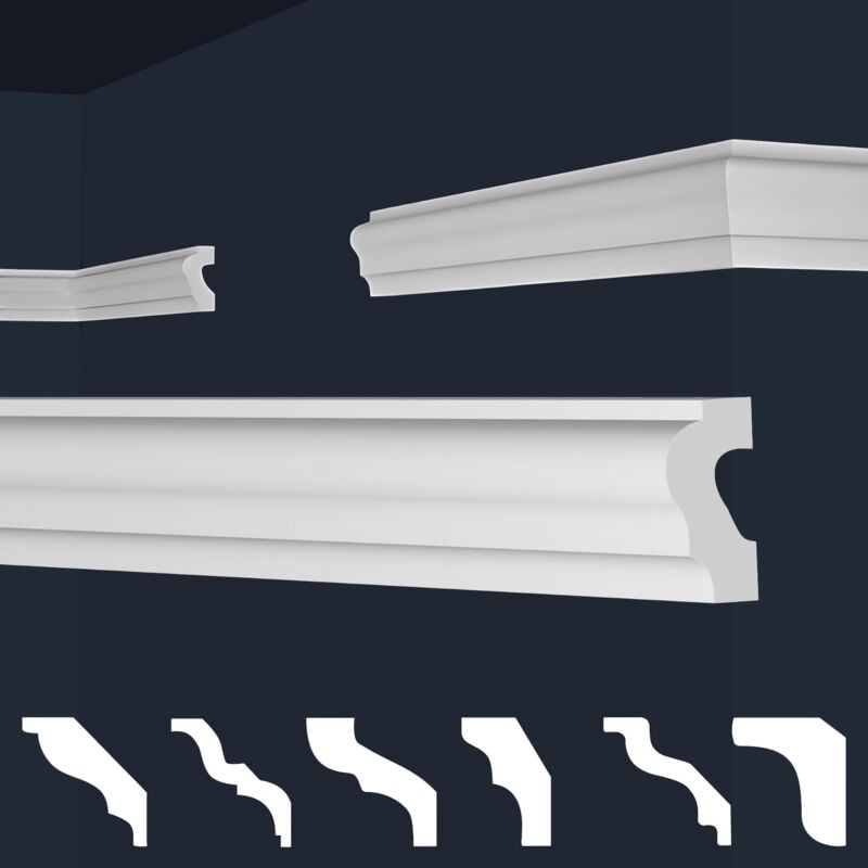 Marbet Design - Stuckleisten xps Styropor weiß 2 Meter Deckenleisten Wandleisten E-Leisten Modelle: E-19 / 21x40mm, 30 Meter / 15 Leisten