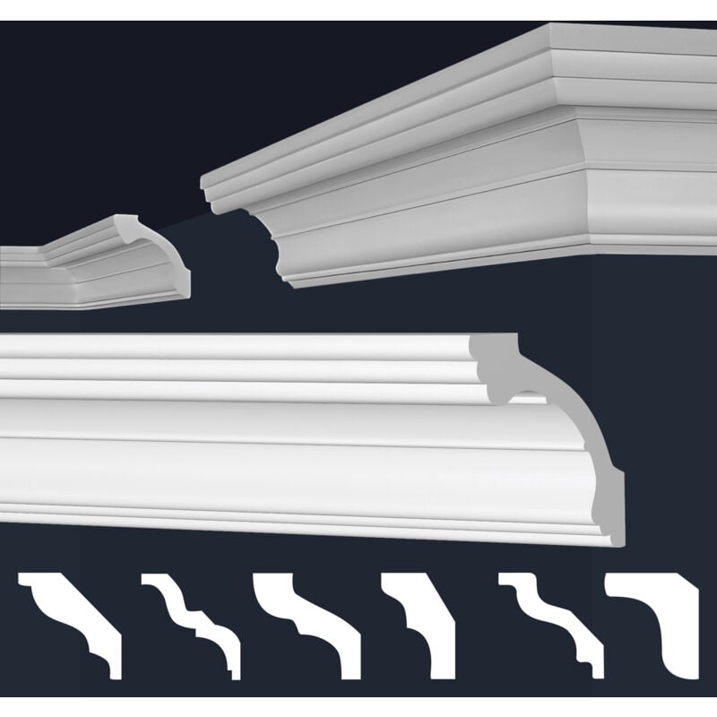 MARBET DESIGN Stuckleisten XPS Styropor weiß 2 Meter Deckenleisten Wandleisten E-Leisten Modelle: E-34 / 80x80mm, 30 Meter / 15 Leisten