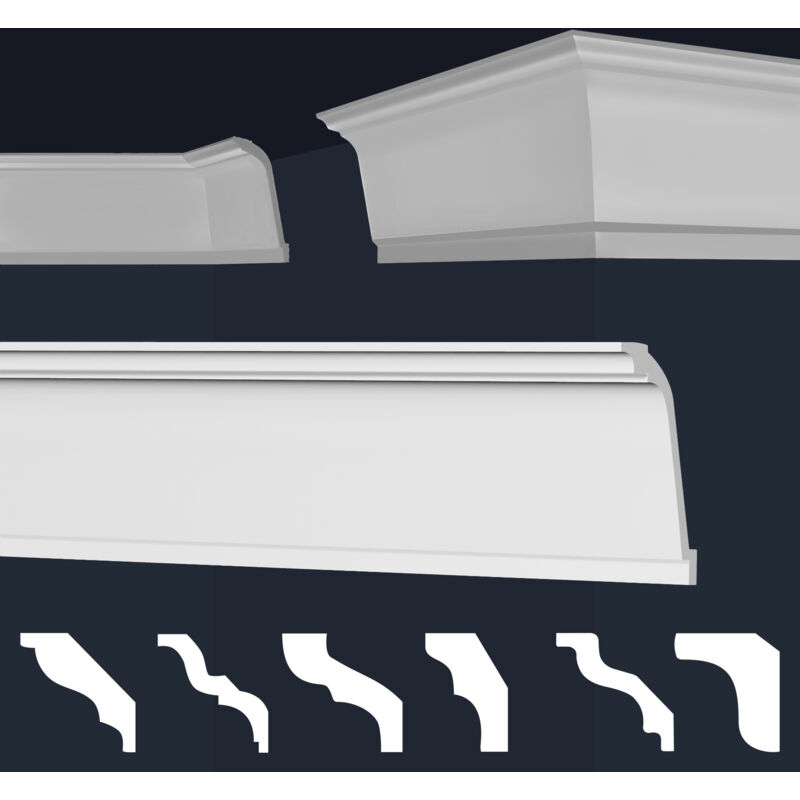 Marbet Design - Stuckleisten xps Styropor weiß 2 Meter Deckenleisten Wandleisten E-Leisten Modelle: 50 Meter / 25 Leisten, E-37 / 75x115mm