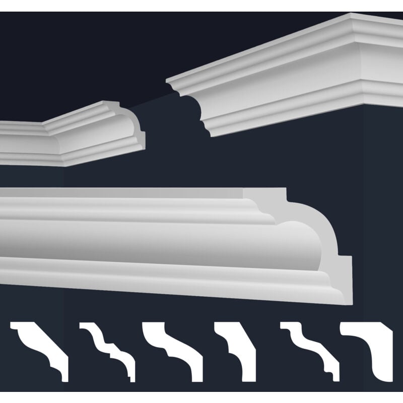 Marbet Design - Stuckleisten xps Styropor weiß 2 Meter Deckenleisten Wandleisten E-Leisten Modelle: E-15 / 80x80mm, Max. Paket (bester Meterpreis)