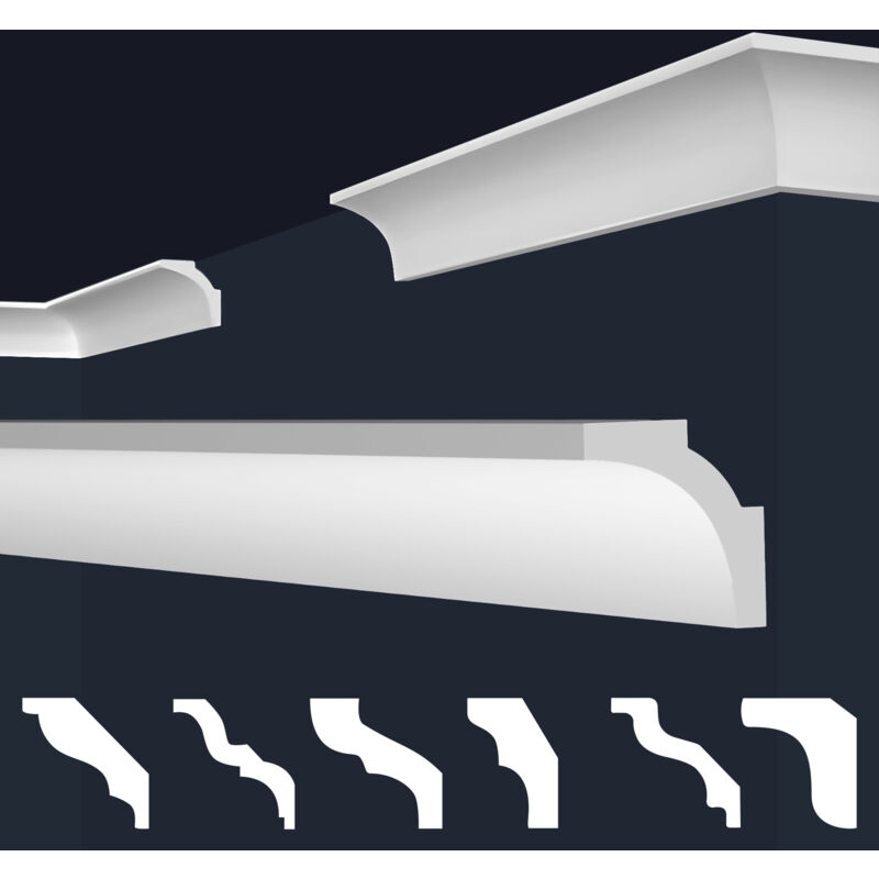 MARBET DESIGN Stuckleisten XPS Styropor weiß 2 Meter Deckenleisten Wandleisten E-Leisten Modelle: E-11 / 35x35mm, Muster ca. 20cm