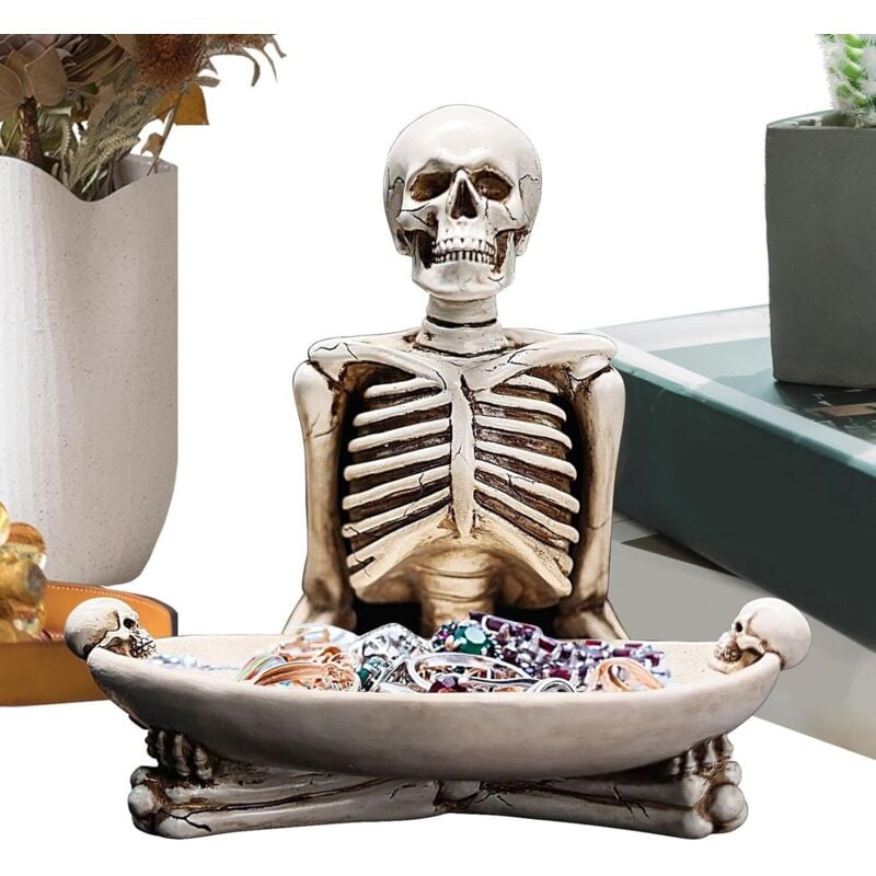 Bluedeer - Süßigkeiten-Skelett-Halloween-Tablett – Halloween-Skelett-Süßigkeitenschale, Skelett-Organizer-Tablett, Skelett-Skulptur,