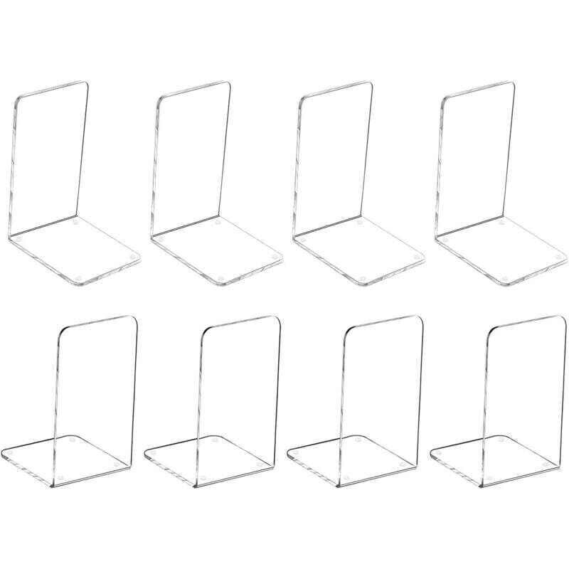 Transparente Acryl-Buchstützen, rutschfest, zur Aufbewahrung im Regal, dekorative Schreibwaren, Geschenk (18,8 x 12 cm, 4 Paar)