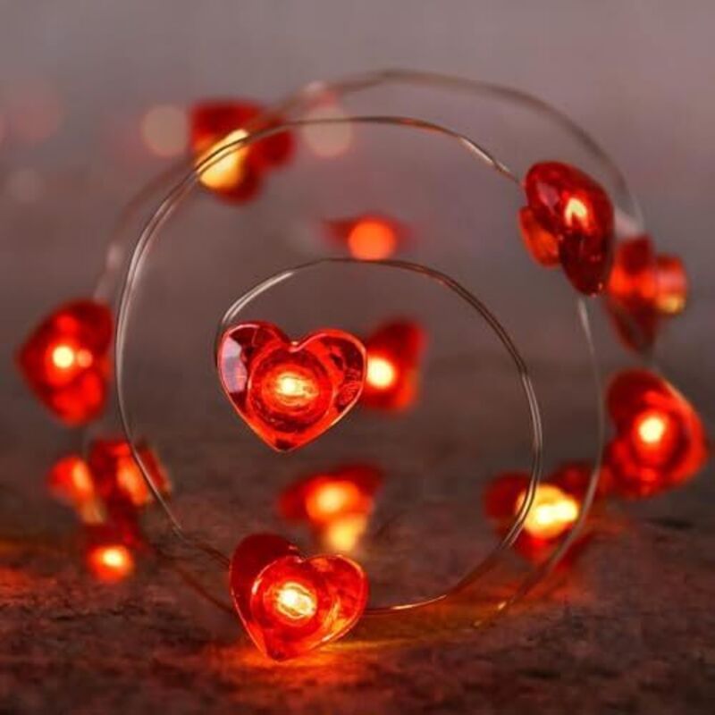 Sunshine smile Herzchen Lichterkette,2M 20LED Valentinstag Herzförmige Lichterkette,Lichterkette Innen,Valentinstag Dekoration,Aussenlichterkette