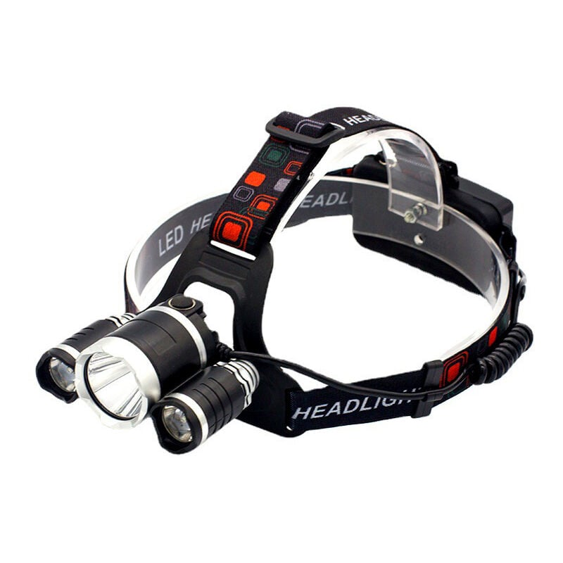 Superhelle wiederaufladbare LED-Stirnlampe mit 3 Lichtern, 4 Modi und 6.000 Lumen zum Laufen, Camping, Angeln, Radfahren oder Wandern