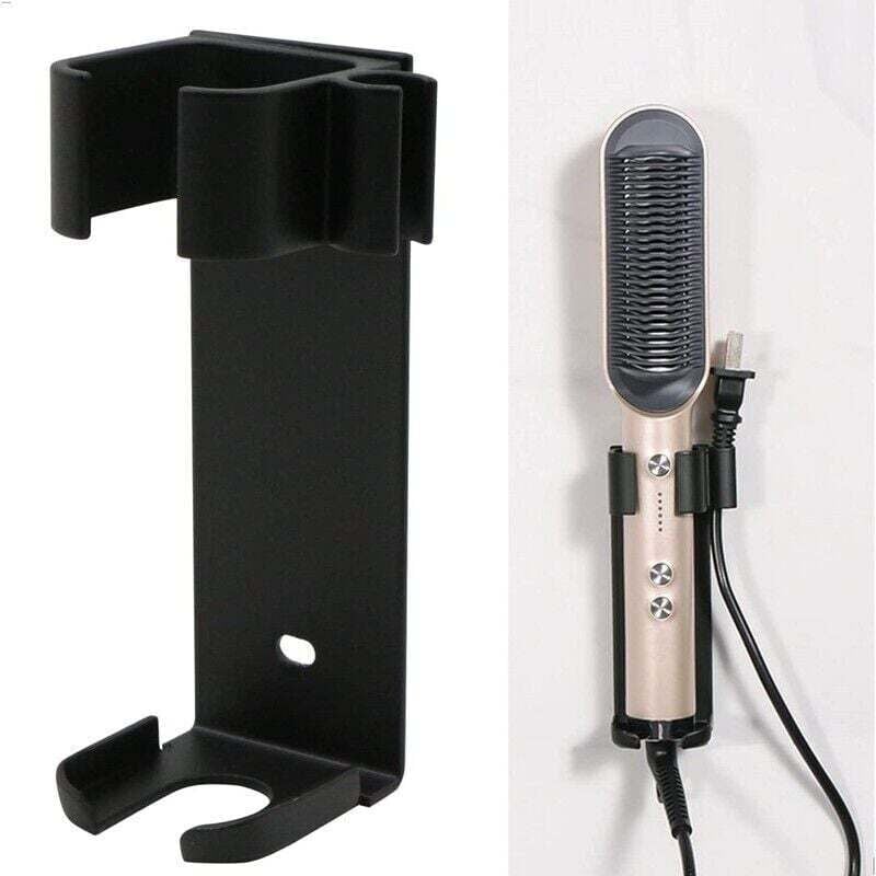 Supporto da parete senza fori, compatibile con Dyson Airwrap, alluminio, supporto per piastra (nero)