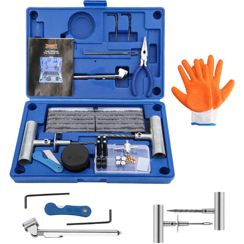 SWANEW 73 Tlg Autoreifen Kfz PKW Reifen Reparatur Satz Pannenset Flickzeug Flicken Sonstige KFZ-Werkzeuge