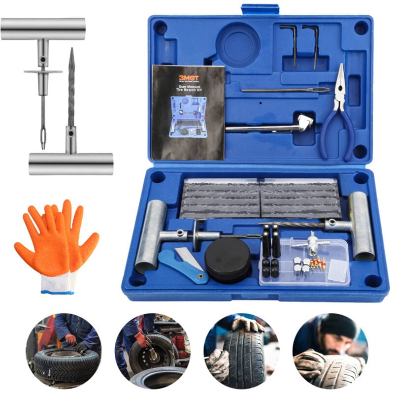 SWANEW 73 Tlg Autoreifen Kfz PKW Reifen Reparatur Satz Pannenset Flickzeug Flicken Werkzeugset reifenreparatur set Sonstige KFZ-Werkzeuge