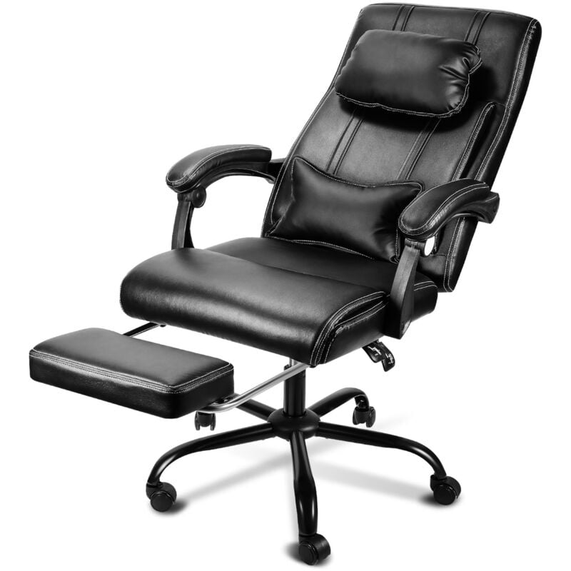 Gaming Stuhl Ergonomisch Bürostuhl mit Lendenkissen & Kopfkissen & Armlehnen & Fußstütze Bürostuhl pc Computerstuhl 90-155°Neigung Gamer Stuhl 150kg