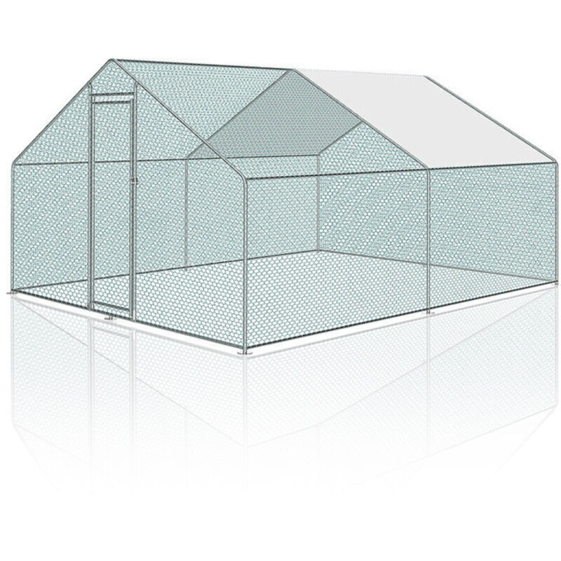 Hühnerstall Outdoor großer Hühnerhaus Dach Freilaufgehege Geflügelstall mit pe Verzinkter Stahlrahmen und abschließbare Tür 3 x 4 x 2 m - Swanew
