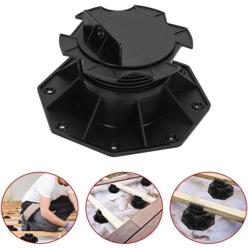 Swanew - Stelzenlager für Terrassendielen Außen aus wpc Holz Höhenverstellbares Kunststoff Unterkonstruktion Terrasse Gartenhaus Komplettset 60-140