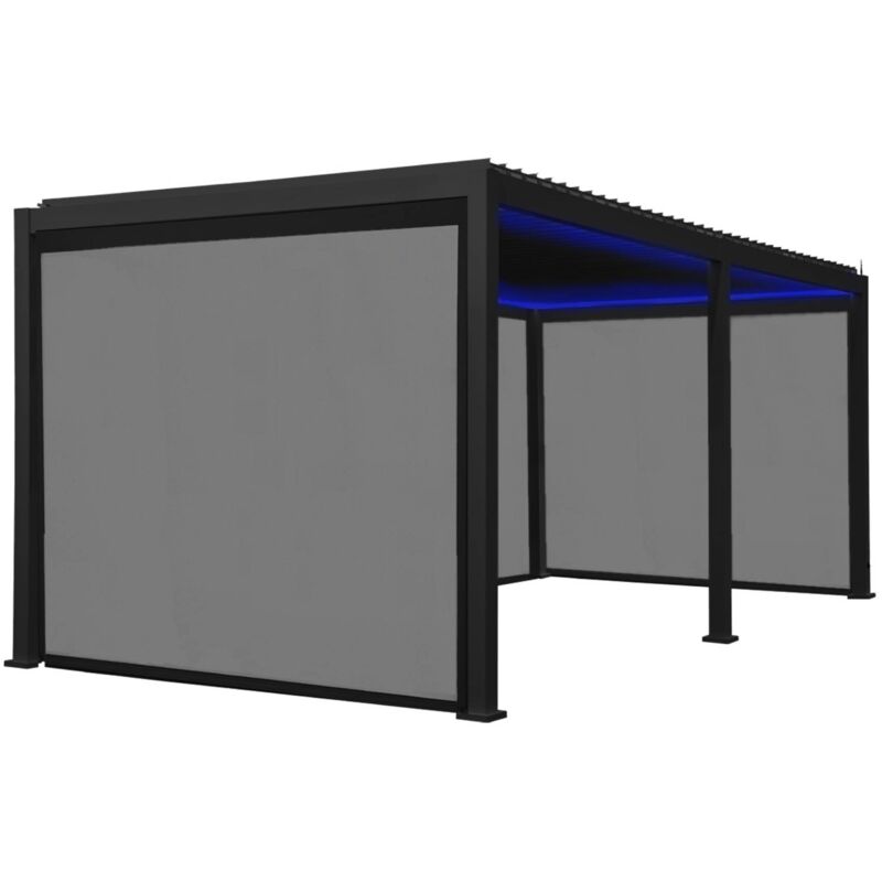 sweeek - Bioklimatische motorisierte Pergola Triomphe 3x6m LED + 4 Markisen 3 m