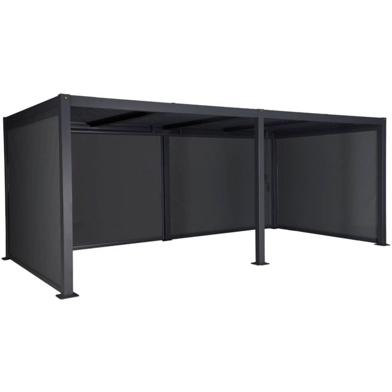 sweeek - Bioklimatische Pergola Palace mit Lamellendach 3x6m + 4 Markisen 3 m