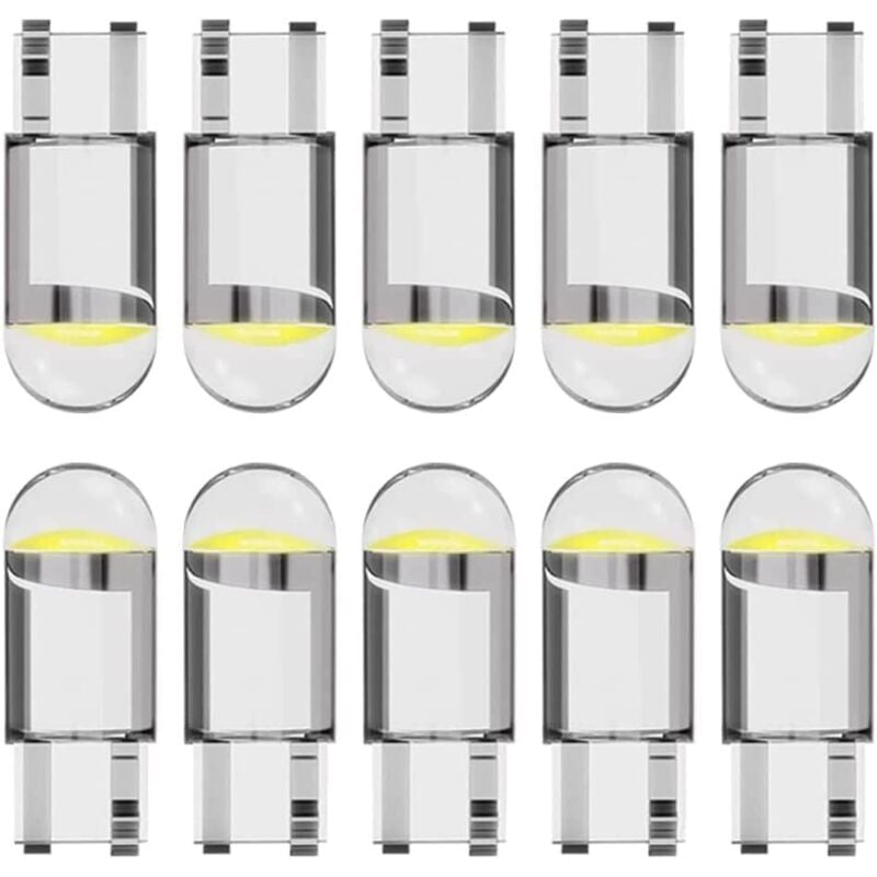 Sjqka - T10 W5W 194 LED-Autolampe 12 v 6000 k (Weiß) cob, 168 LED-Lampe, 2825 T10 W5W LED-Lampe, LED-Innenbeleuchtung, W5W LED-Lampe, LED-Lampe für
