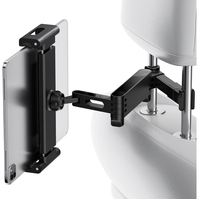 Tablet-Halterung für die Kopfstütze des Autos, 360 ° drehbare Tablet-Halterung für das Auto, verstellbarer zweiachsiger ausziehbarer Arm,