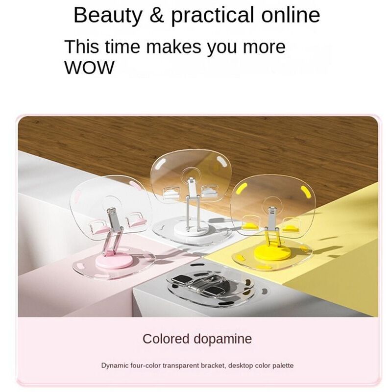 Tablet-Halterung, Verstellbarer Klappständer, Transparente Acryl-Tablet-Desktop-Unterstützung, Gelb