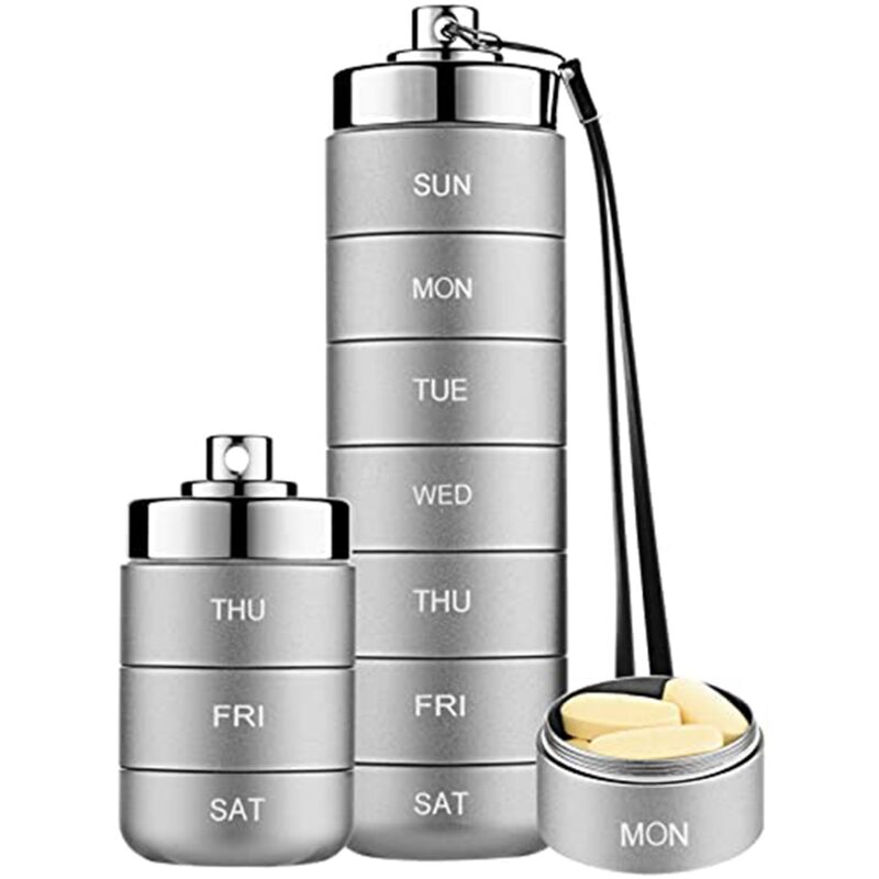 Tabletten-Organizer Aus Metall für die Woche, Stapelbare, Wasserdichte -Pillendose, Pillendose, 7--Medizin-Organizer,