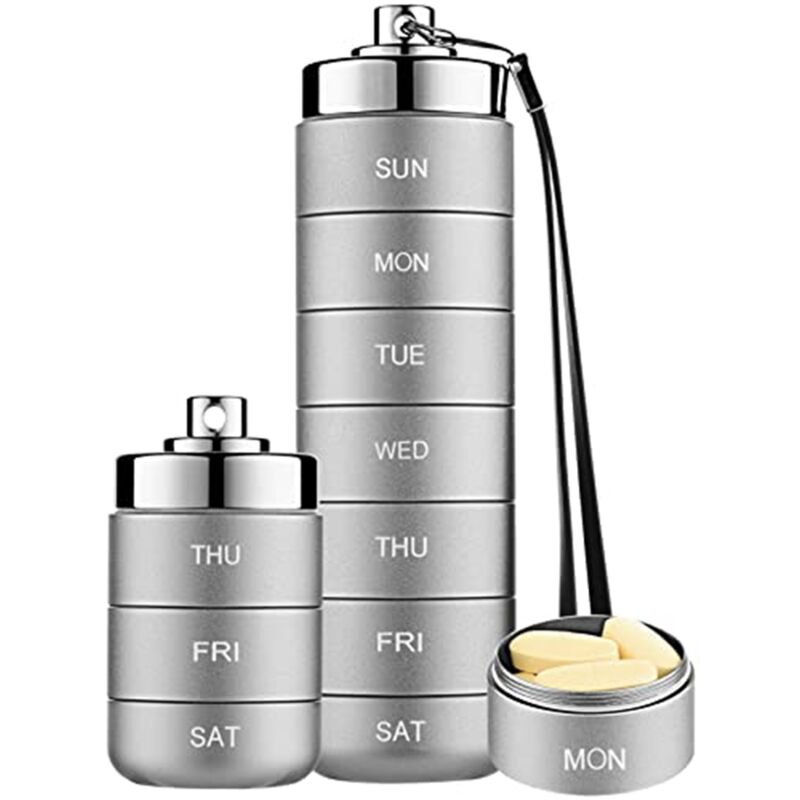 Tlily - Tabletten-Organizer Aus Metall für die Woche, Stapelbare, Wasserdichte -Pillendose, Pillendose, 7--Medizin-Organizer,