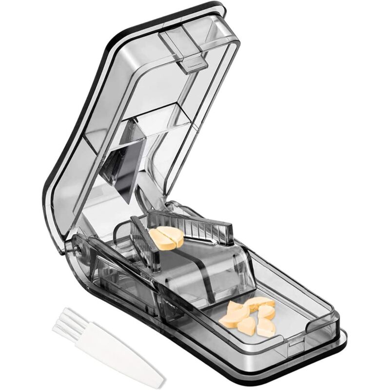 Tabletten zerschneiden, in kleine Stücke teilen, leicht zerkleinern, teilen und die Medizin mitnehmen (Schwarz)