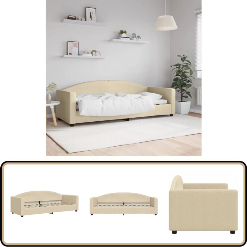 Tagesbett Creme 80x200 cm Stoff - Sofa - Schlafsofa - Gästebett - Tagesbett - Cremefarbenes Möbelstück