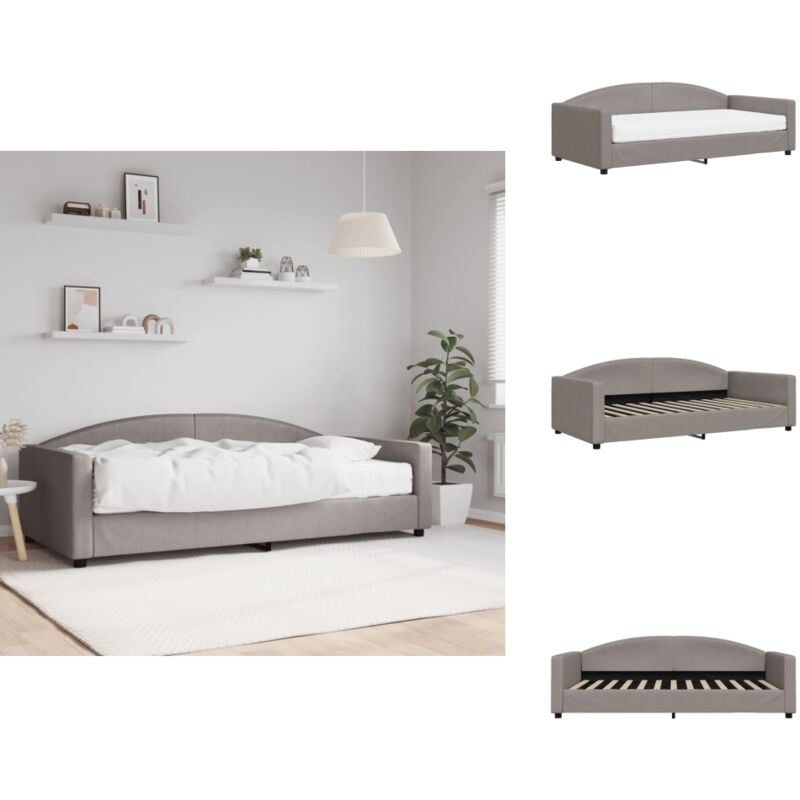 Tagesbett mit Matratze Taupe 100x200 cm Stoff - Tagesbett Mit Matratze - Tagesbetten Mit Matratze - Tagesbett - Sofabett