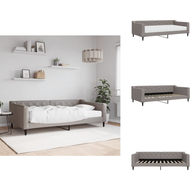 Tagesbett mit Matratze Taupe 100x200 cm Stoff - Tagesbett Mit Matratze - Tagesbetten Mit Matratze - Tagesbett - Sofabett