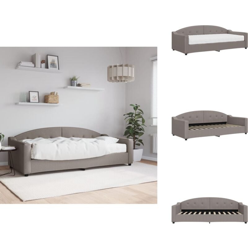 Tagesbett mit Matratze Taupe 90x200 cm Stoff - Tagesbett Mit Matratze - Tagesbetten Mit Matratze - Tagesbett - Sofabett