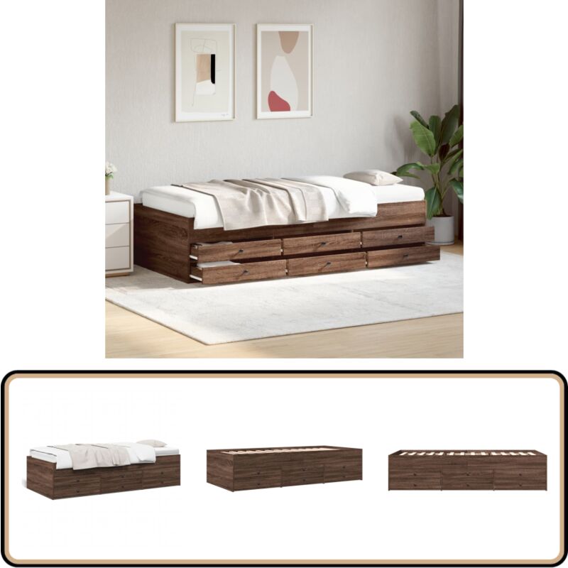 Tagesbett mit Schubladen ohne Matratze 90x200 cm - Tagesbett - Schlafcouch - Holzrahmen - Lattenrost - Schrankbett