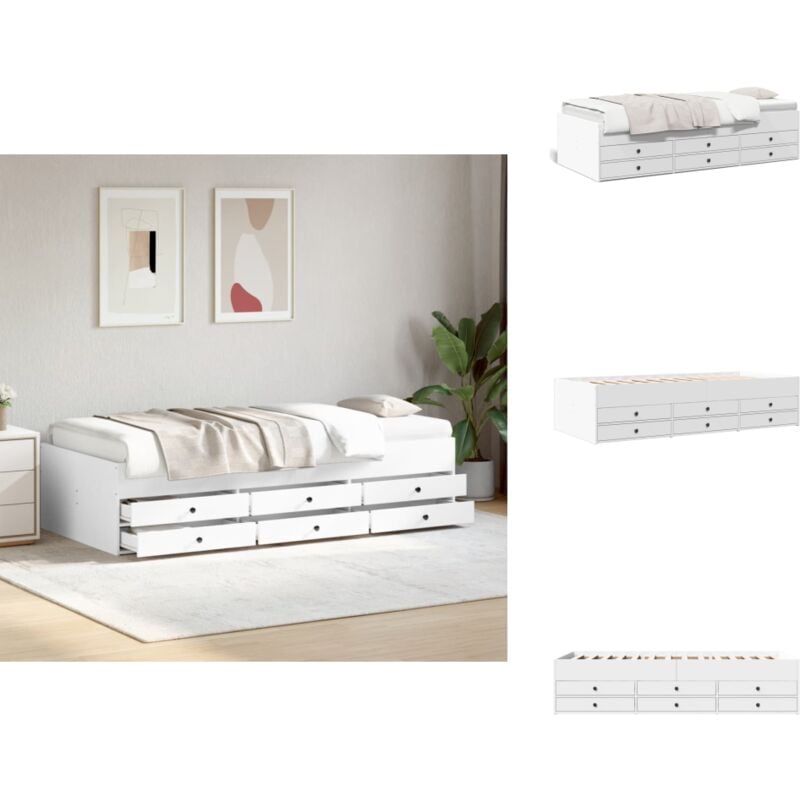 Tagesbett mit Schubladen ohne Matratze Weiß 75x190 cm - Tagesbett - Schlafcouch - Wohnzimmermöbel - Schlafzimmermöbel - Holzwerkstoff