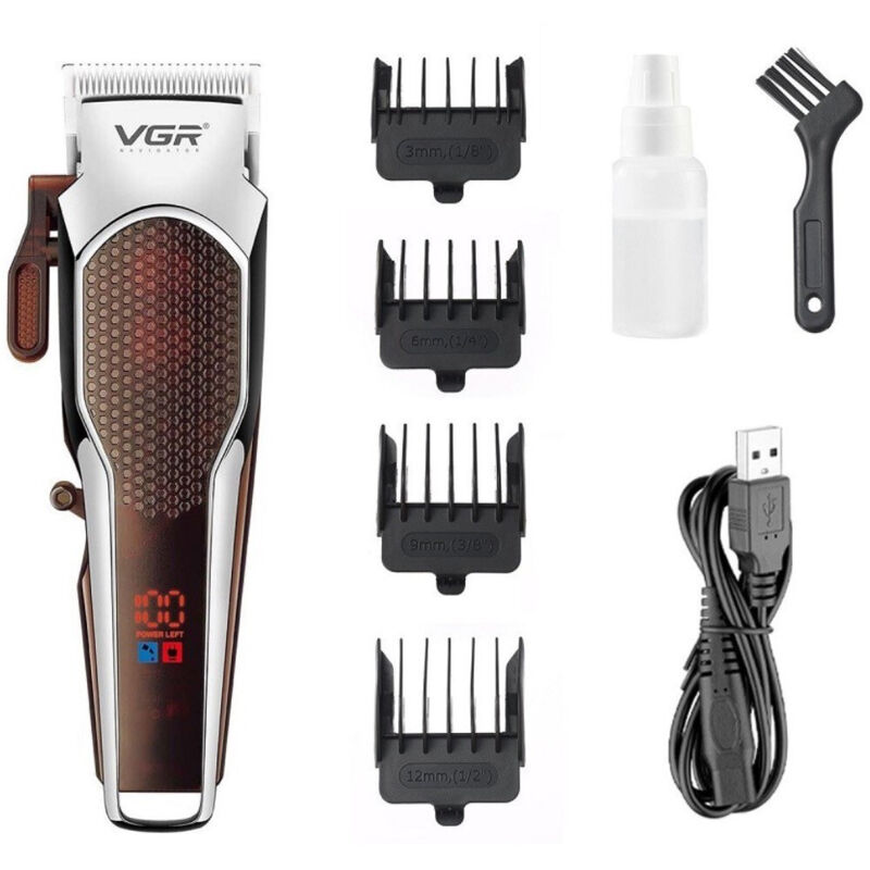 Trade Shop - professioneller kabelloser, wiederaufladbarer usb-haarschneider mit digitaler anzeige V-189 -