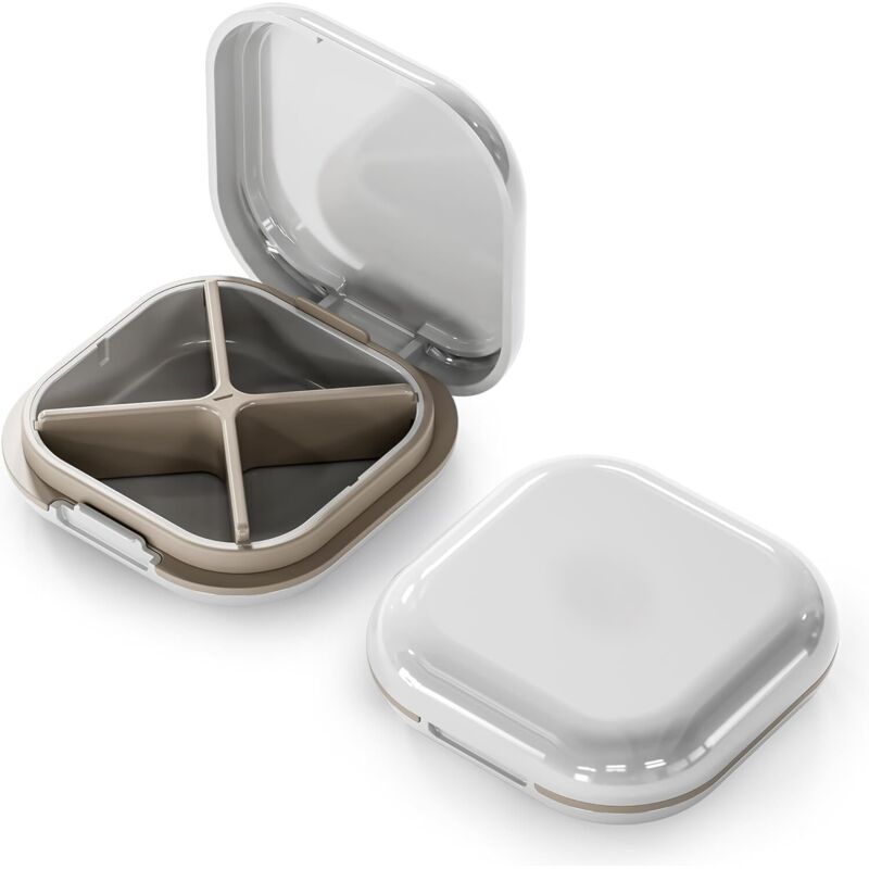Täglicher Pillen Organizer mit 4 Fächern, Tragbares Reise Pillenetui, Mini Pillenbehälter für die Handtasche, Kompakter Reise Medizin Organizer für