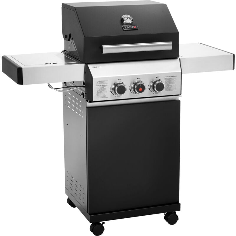 Taino - black 2+1 Gasgrill mit Seitenbrenner Gasgrill 2 Brenner Matt Schwarz