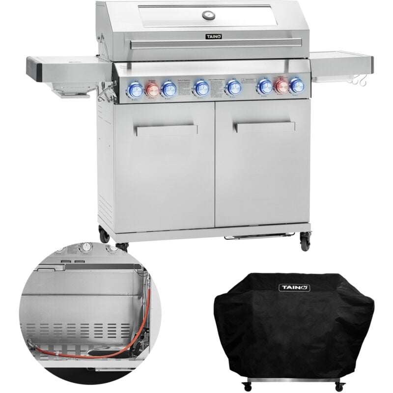 TAINO PLATINUM YAMARA 6+2 Gasgrill Edelstahl 6 Brenner Sear-Burner Backburner mit Abdeckhaube