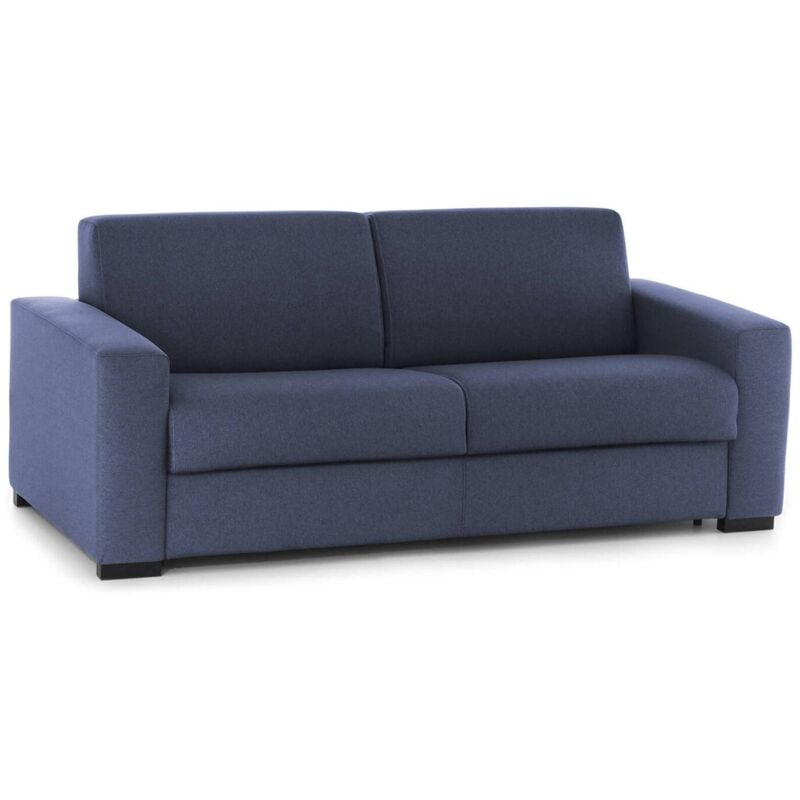 Festes Sofa Selene, 2-Sitzer-Sofa, 100% Made in Italy, Sofa-Wohnzimmer, aus gepolstertem Stoff, mit schmalen Armlehnen, Cm 160x95h90, Blau - Talamo