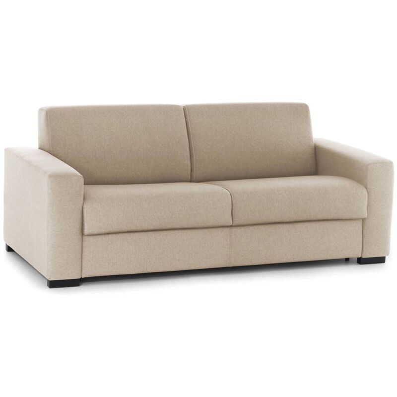 Festes Sofa Dmazzon, 2-Sitzer-Sofa, 100% Made in Italy, Sofa-Wohnzimmer, aus gepolstertem Stoff, mit schmalen Armlehnen, Cm 160x95h90, Beige - Dmora