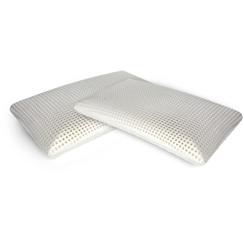 2er-Set Kissen für das Bett, 100% Made in Italy, Ergonomisches 'Seifen'-Kissen aus perforiertem Memory-Schaum, hypoallergen und atmungsaktiv,