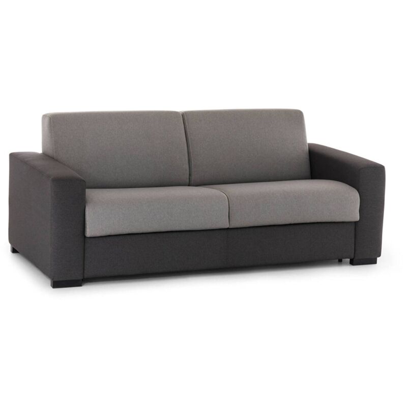 Festes Sofa Marzia, Großes 2-Sitzer-Sofa, 100% Made in Italy, Sofa-Wohnzimmer, aus gepolstertem Stoff, mit schmalen Armlehnen, Cm 180x95h90, Grau und