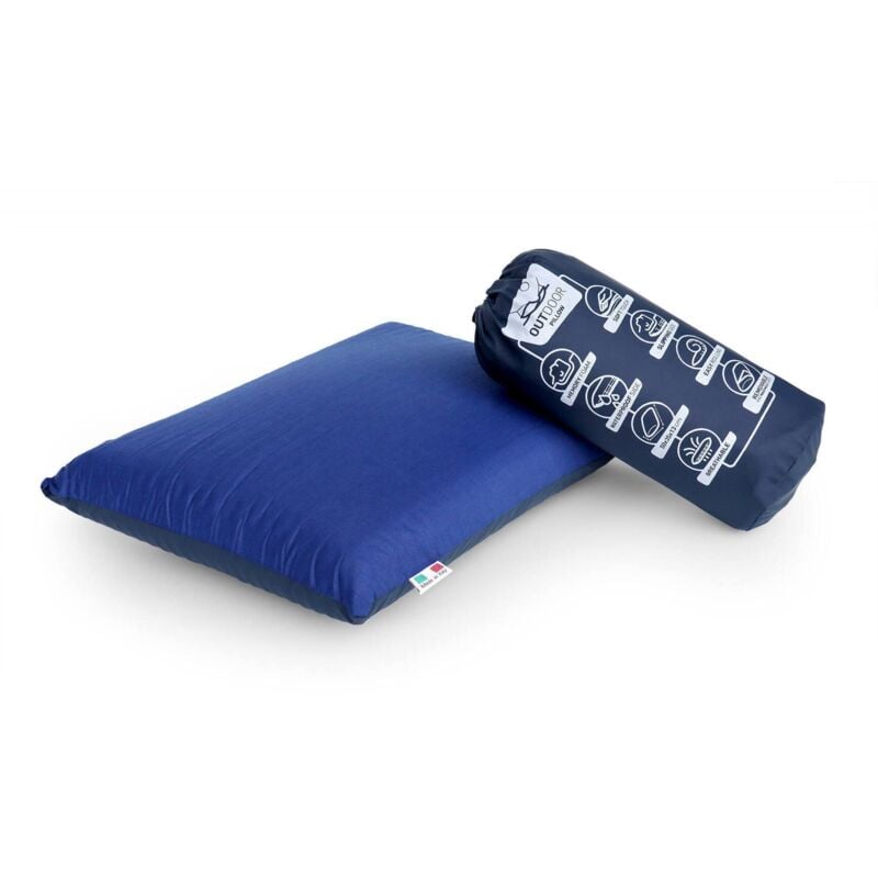 Kissen für Campingbett, 100% Made in Italy, Memory Foam Kissen mit wasserdichtem und abnehmbarem Bezug, Einfach aufrollen, 50x35xh13 cm - Talamo
