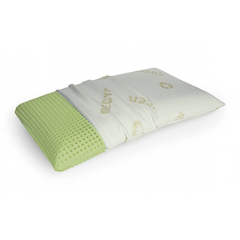 Kissen fürs Bett, 100 % Made in Italy, Kissen aus Organic Green Memory, perforierter und umweltfreundlicher Kissenbezug, 73 x 43 x 14 cm - Talamo