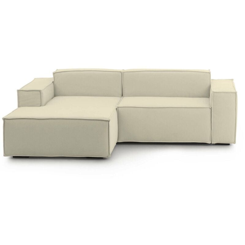 Festes Sofa Dcagnan, Großes modulares 2-Sitzer-Sofa mit linker Halbinsel, 100% Made in Italy, Modernes Sofa aus Stoff, Cm 240x170h70, Beige - Dmora