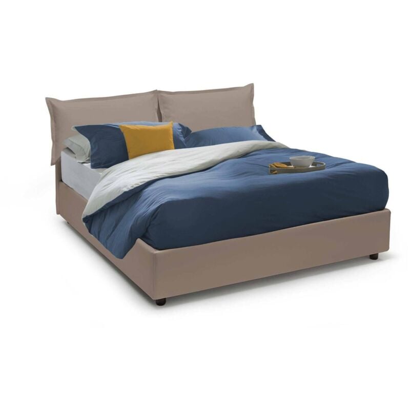 Talamo Italia - Doppelbett Maya, Containerbett mit Kunstlederbezug, 100% Made in Italy, Frontöffnung, passend für Matratze 140x190 cm, Turteltaube
