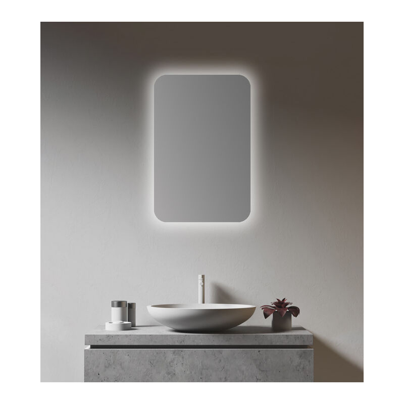 Spiegelschrank Bad mit Beleuchtung oval 40 x 60 cm - Badezimmer Spiegelschrank mit hochwertigem Aluminiumkorpus in matt schwarz - Bad Spiegelschrank