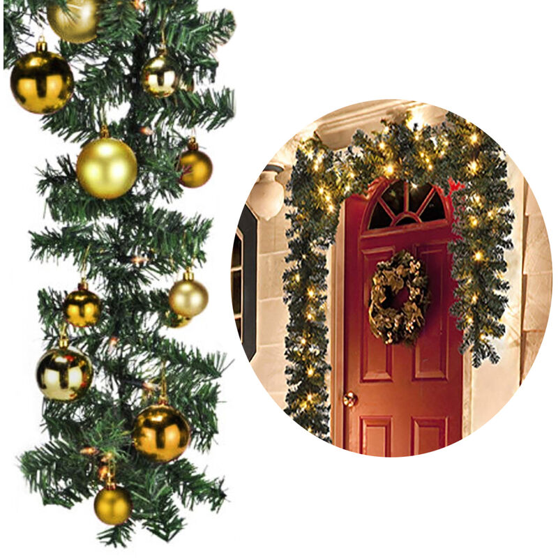 Mojawo - Tannengirlande 540 cm mit 70 led + 30 Baumkugeln Gold-MLK066W-TA+MYW99830-Gold
